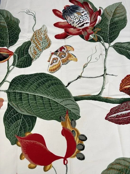 Vintage Fabric 55”x56” Nakai Romanex de Boussac Bernard Botanical 1985 France - Picture 12 of 16